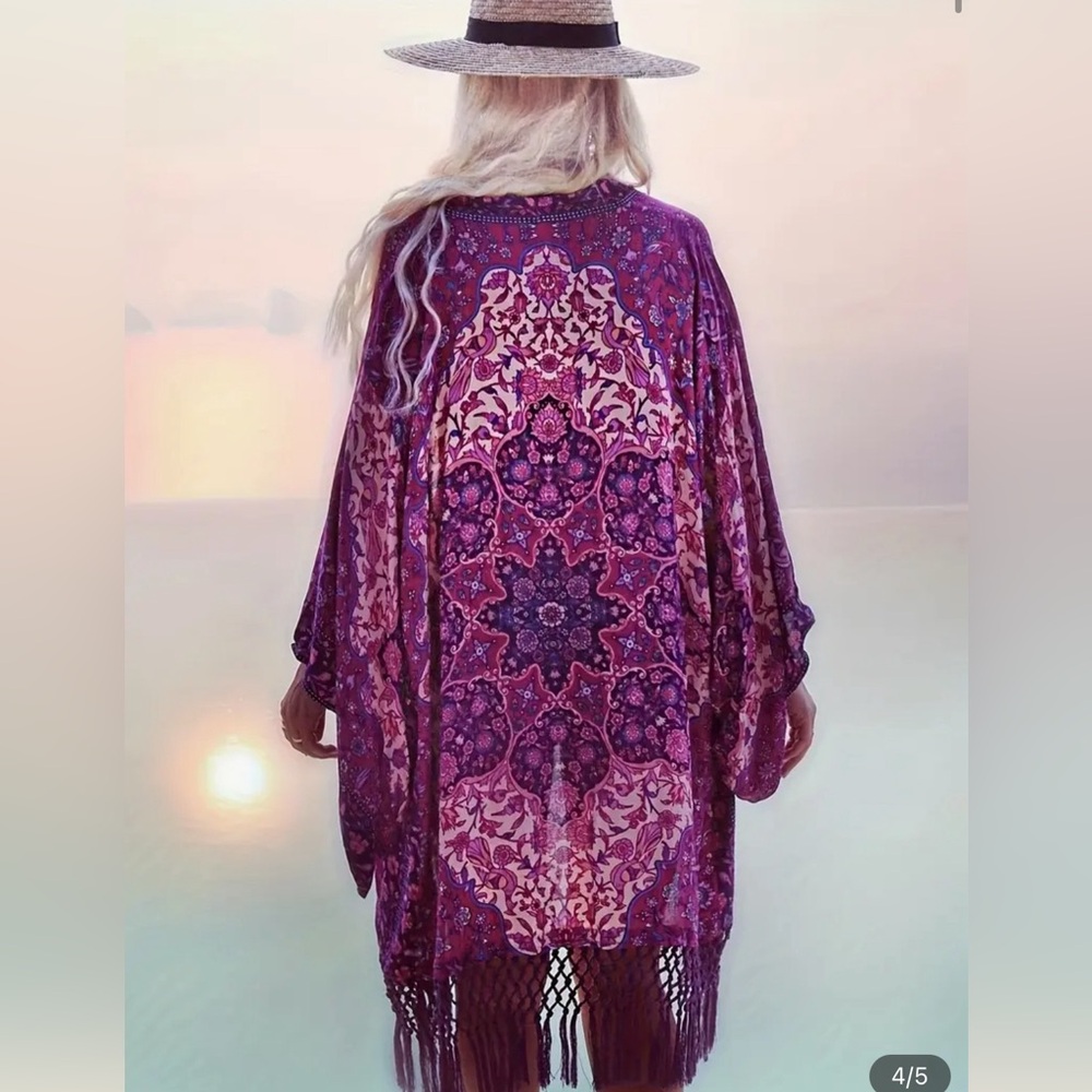 Pink boho bikini cover up